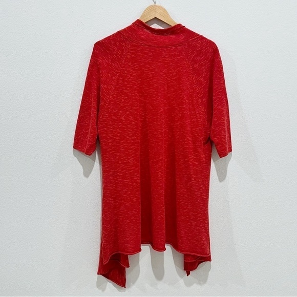 Eileen Fisher Coral Linen Blend Open Waterfall Front Cardigan Size XL - Picture 2 of 7